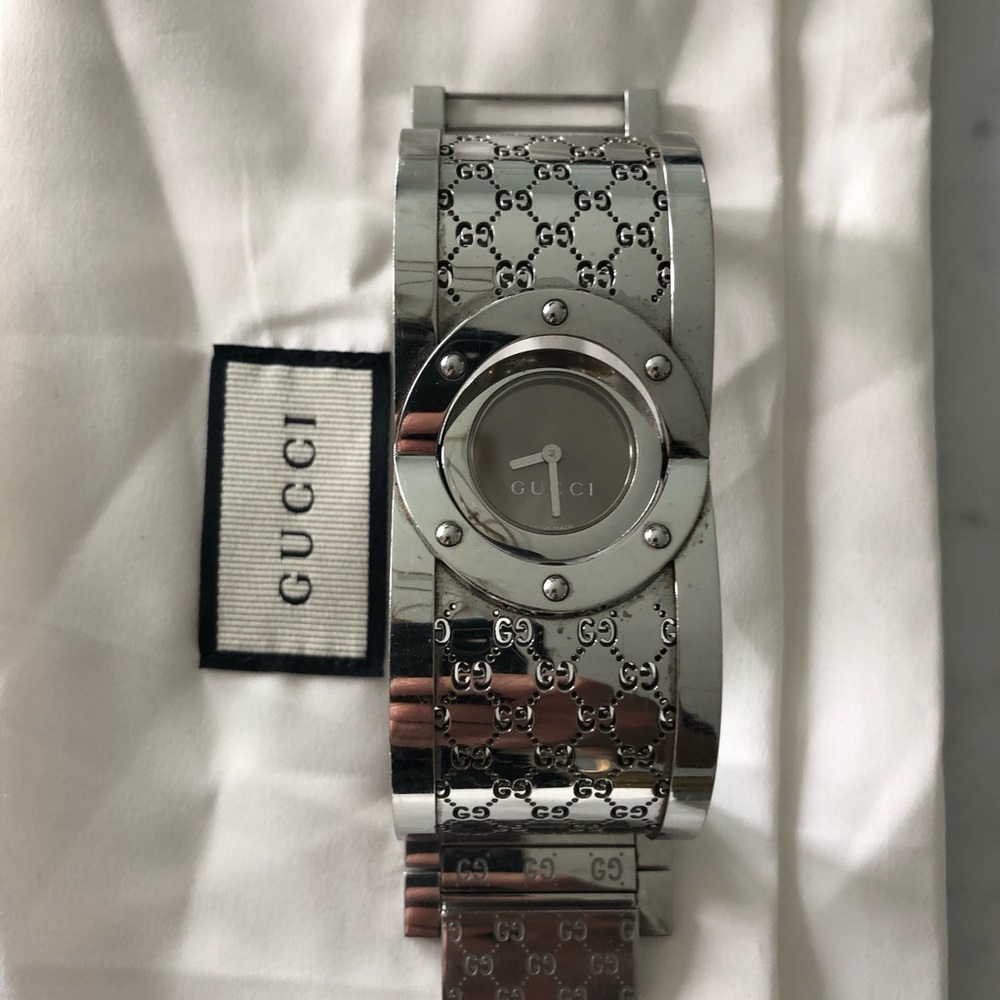 ** Authentic ** Gucci Silver Monogram Watch - image 8